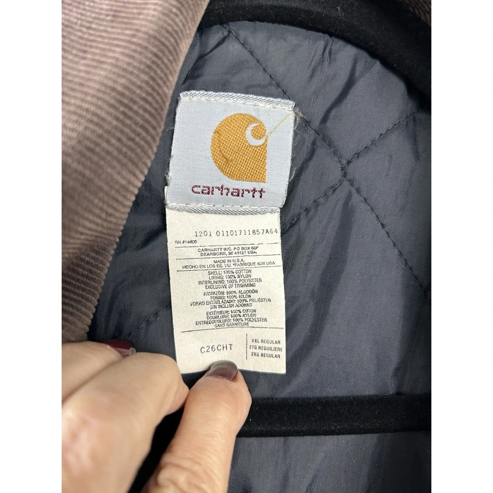 Vtg Carhartt Jacket Mens 2XL XXL Brown Duck Canvas Quilt Lined Chore Coat C26CHT - Picture 10 of 16